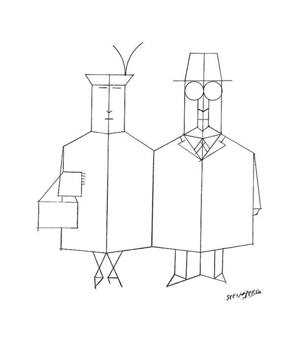 93014 Sst Saul Steinberg (man And Woman Art Print featuring the drawing New Yorker March 30th, 1957 by Saul Steinberg