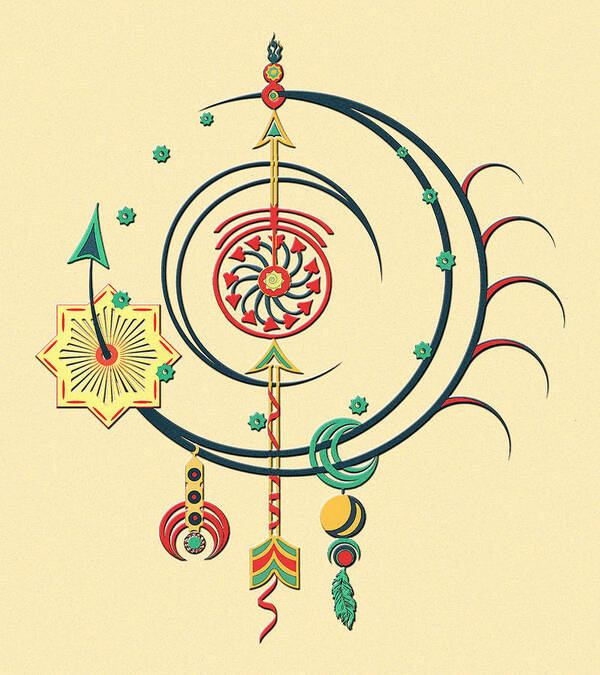 Multicolored Art Print featuring the drawing Ornament Variation Three by Deborah Smith