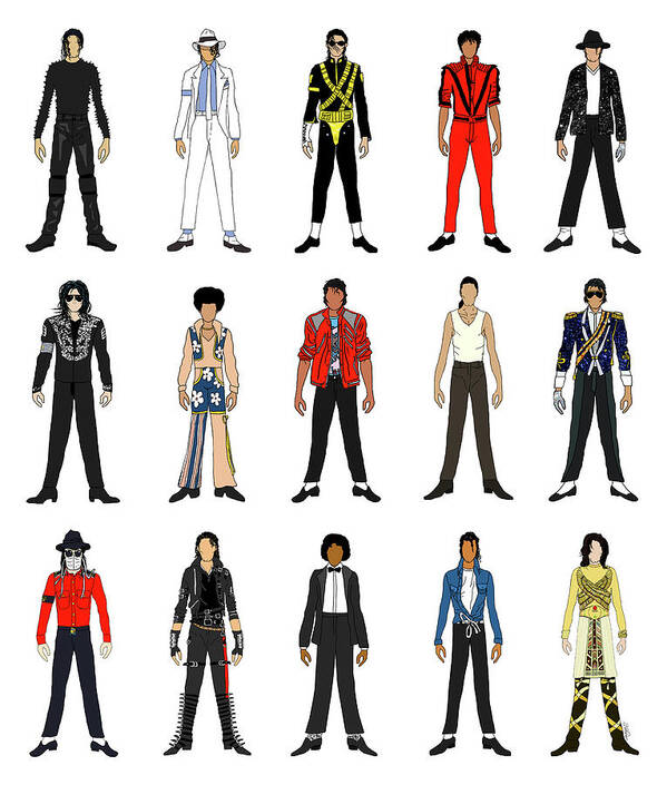 Michael Jackson Art Print featuring the digital art Outfits of Michael Jackson by Notsniw Art