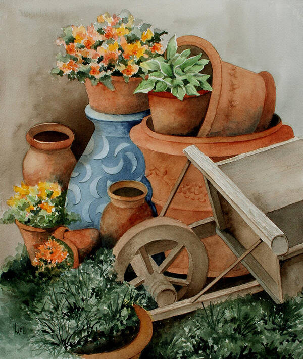 Pots Art Print featuring the painting Pots by Lael Rutherford