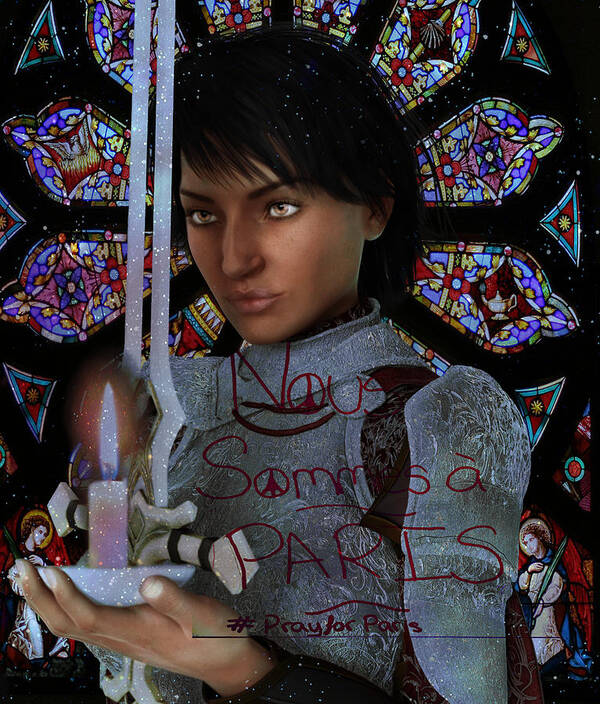 Saint Joan Of Arc Art Print featuring the painting Pray for France Joan of Arc by Suzanne Silvir