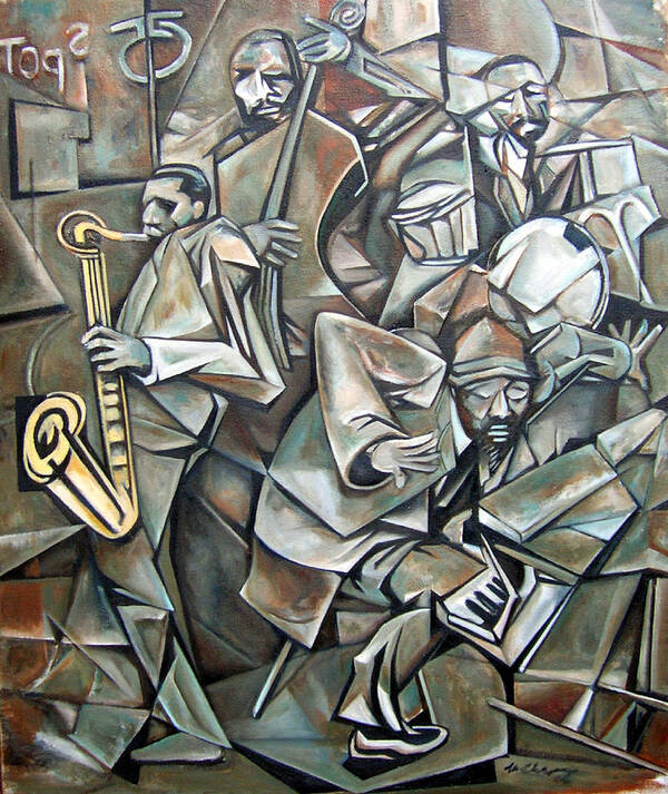 Jazz Quartet Monk Coltrane Art Print featuring the painting Quartet 1958 by Martel Chapman