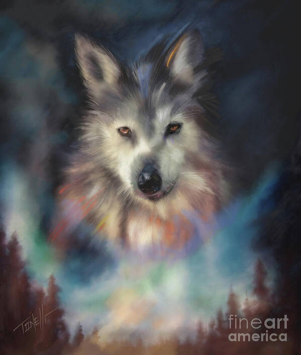 Wolf Art Print featuring the mixed media Rocky Mountain Wolf Series by Mark Tonelli