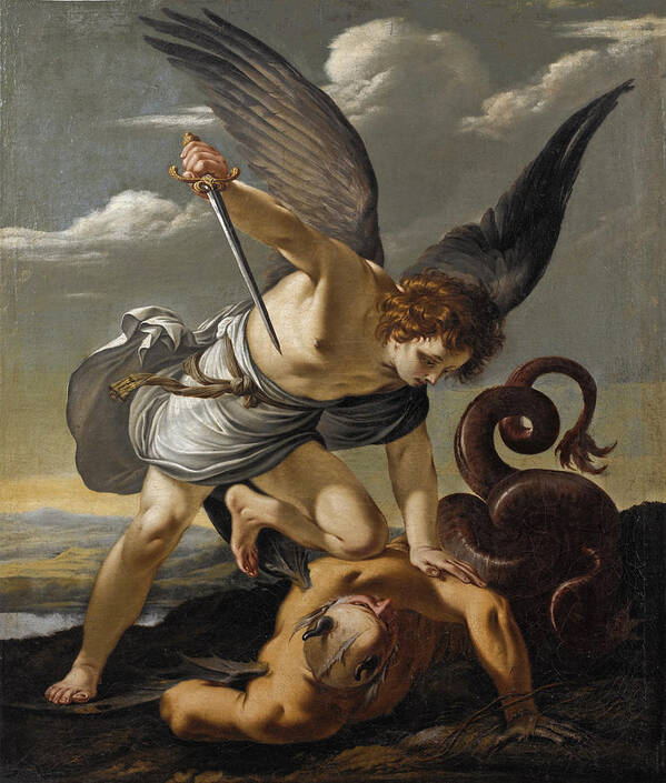 Attributed To Laurent De La Hyre Art Print featuring the painting Saint Michael slaying a Dragon by Attributed to Laurent de La Hyre