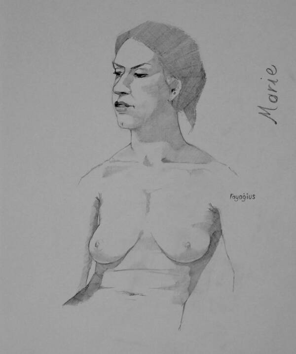 Female Art Print featuring the drawing Sketch for Marie seated by Ray Agius