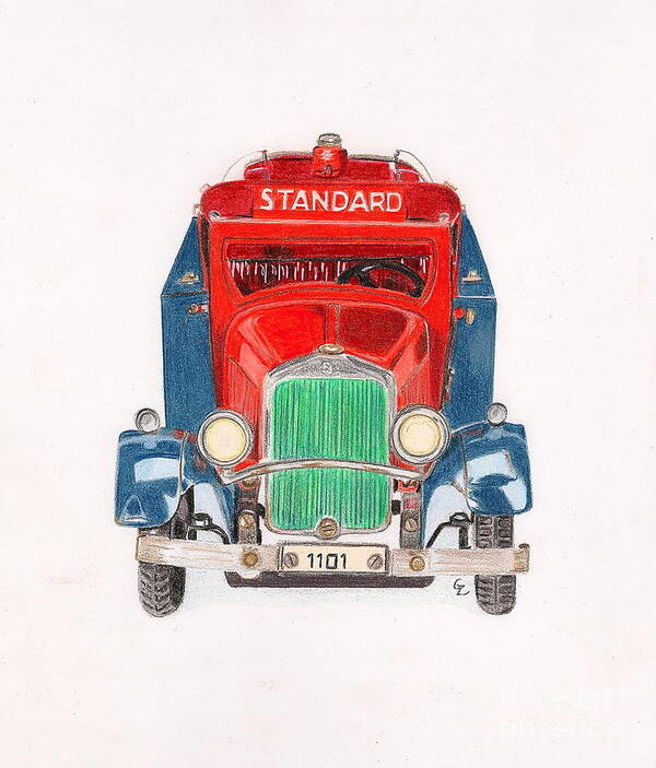 Drawing Art Print featuring the drawing Standard Oil Tanker by Glenda Zuckerman
