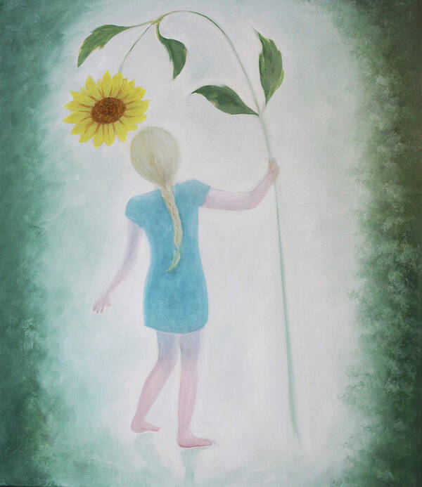 Sun Flower Art Print featuring the painting Sun Flower Dance by Tone Aanderaa