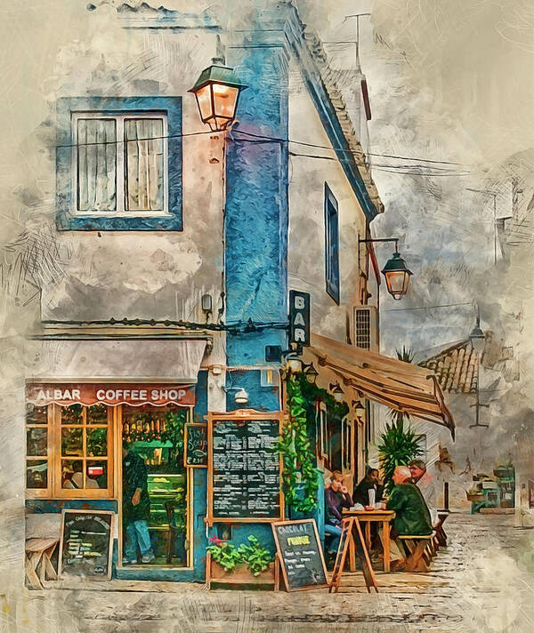 Albar Art Print featuring the photograph The Albar Coffee Shop in Alvor. by Brian Tarr
