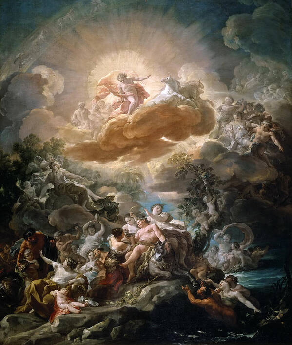 Corrado Giaquinto Art Print featuring the painting The Birth of the Sun and the Triumph of Bacchus by Corrado Giaquinto