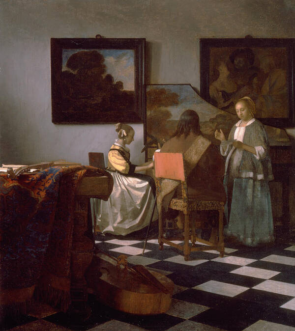 Jan Vermeer Art Print featuring the painting The Concert by Jan Vermeer