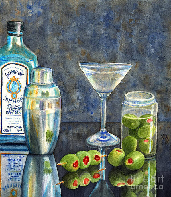 Gin Art Print featuring the painting Too Many Doubles by Karen Fleschler