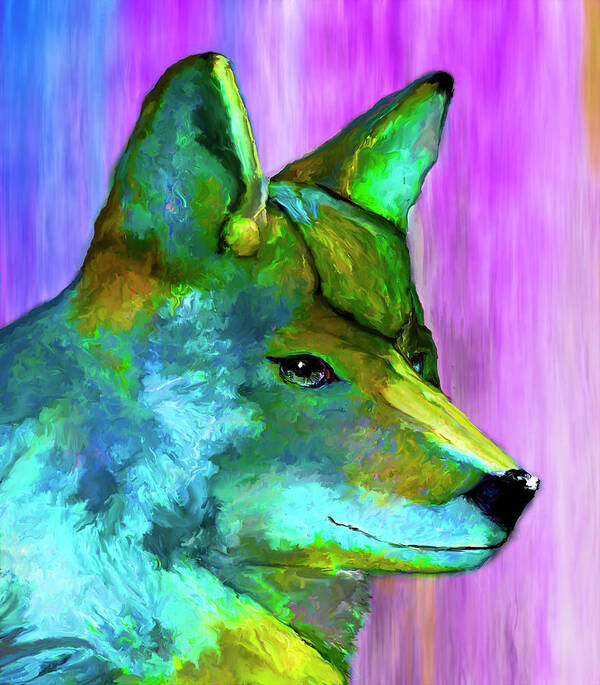 Coyote Art Print featuring the painting Trickster Coyote by Rick Mosher