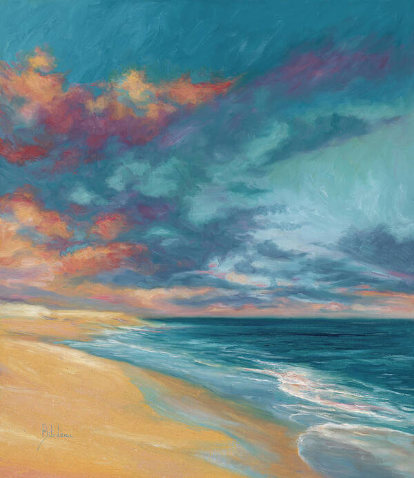 Ocean Art Print featuring the painting Under a Painted Sky by Lucie Bilodeau