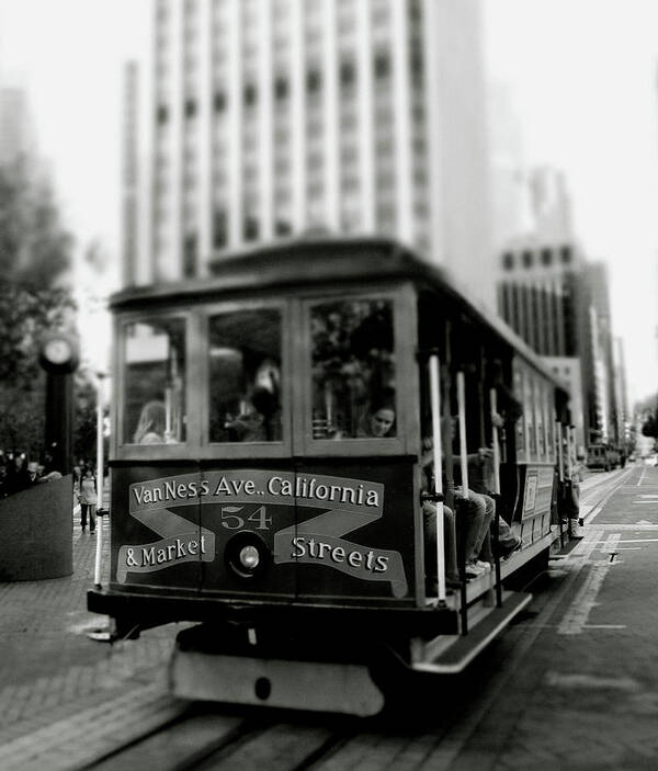 Cable Car Art Print featuring the photograph Van Ness and Market Cable Car- by Linda Woods by Linda Woods