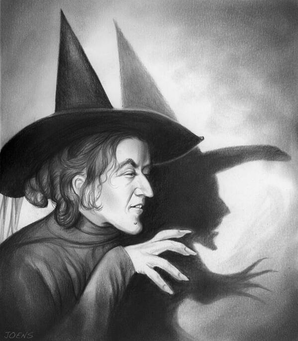 Margaret Hamilton Art Print featuring the drawing Wicked Witch of the West by Greg Joens
