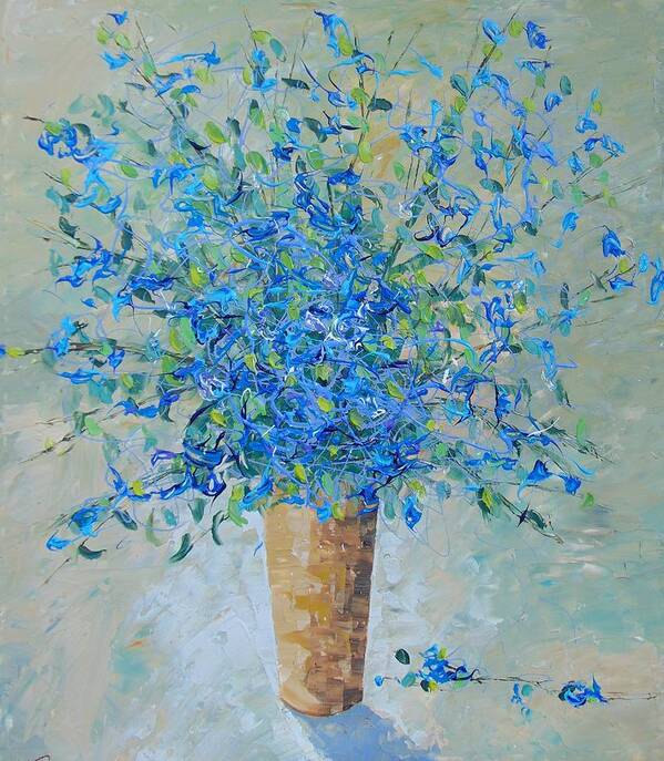 Floral Art Print featuring the painting Wild blue floral by Frederic Payet