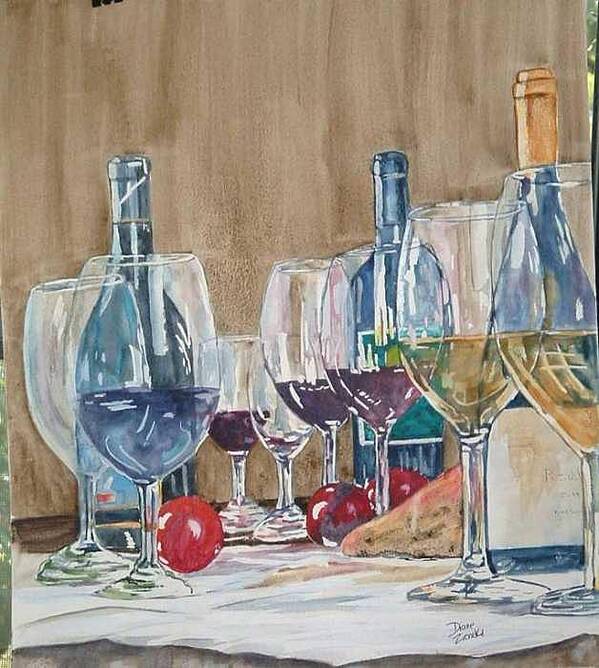  Art Print featuring the painting Wine 2 by Diane Ziemski