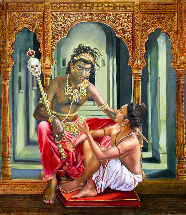 Veda Art Print featuring the painting Yamaraja Answers The Questions Of Nachiketa by Dominique Amendola