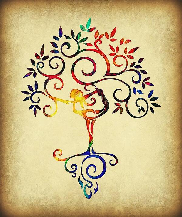 Yoga Tree Art Print featuring the digital art Yoga Tree 1 by Lilia S