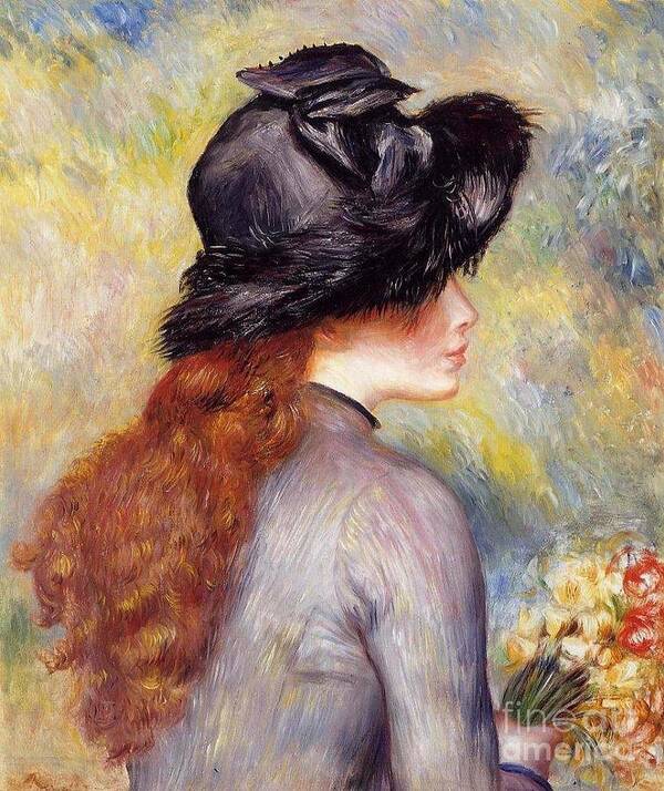 Pierre-auguste Renoir Art Print featuring the painting Young Girl with a Bouquet by MotionAge Designs