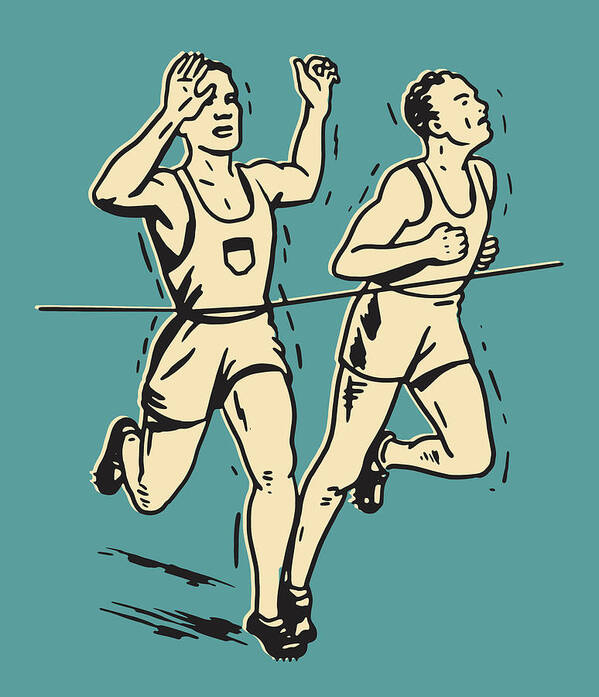Accomplish Art Print featuring the drawing Runners at the Finish Line #1 by CSA Images