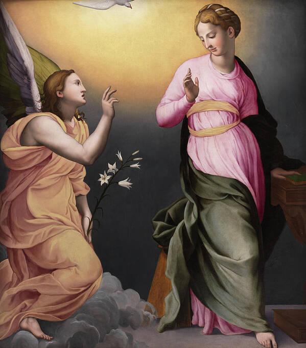 Bronzino Art Print featuring the painting The Annunciation #1 by Bronzino