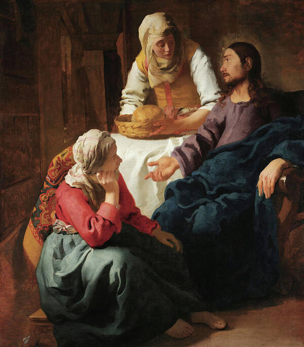Jan Vermeer Art Print featuring the painting Christ in the House of Martha and Mary #3 by Jan Vermeer