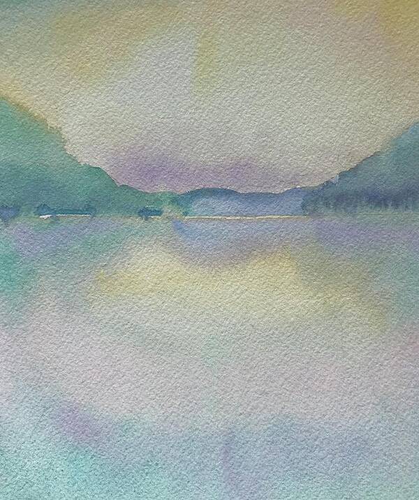 Moody Art Print featuring the painting Abstract Moody Lake by Luisa Millicent