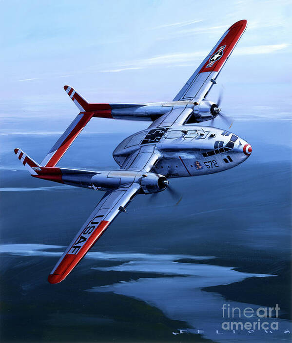 Military Aircraft Art Print featuring the painting Fairchild C-119C Flying Boxcar by Jack Fellows