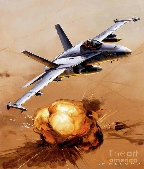 Military Aircraft Art Print featuring the painting McDonnell Douglas F/A-18 Hornet by Jack Fellows