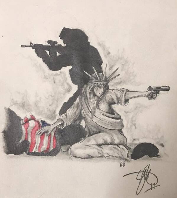 Liberty Art Print featuring the drawing Fighting for Liberty by Howard King