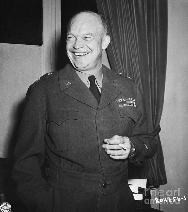 Smoking Art Print featuring the photograph General Eisenhower Smiles At Surrender by Bettmann