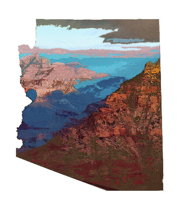 Grand Canyon Art Print featuring the digital art Grand Canyon in the Shape of Arizona by Chance Kafka