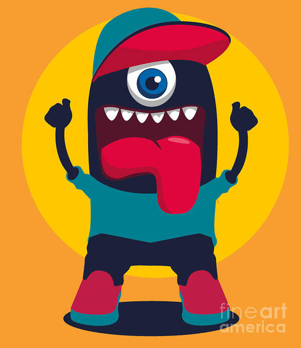 Symbol Art Print featuring the digital art Happy Monster by Braingraph