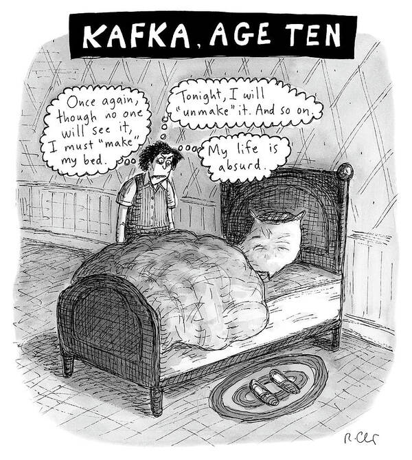 Kafka Art Print featuring the drawing Kafka Age Ten by Roz Chast