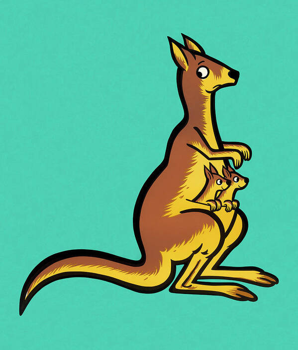 Animal Art Print featuring the drawing Kangroo by CSA Images