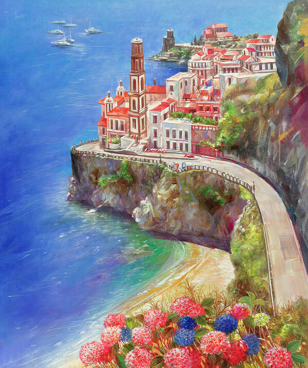 Mediterranean Town Ii Art Print featuring the painting Mediterranean Town II by Li Bo