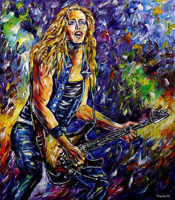 I Love Nita Strauss Art Print featuring the painting Rock Guitarist by Mirek Kuzniar