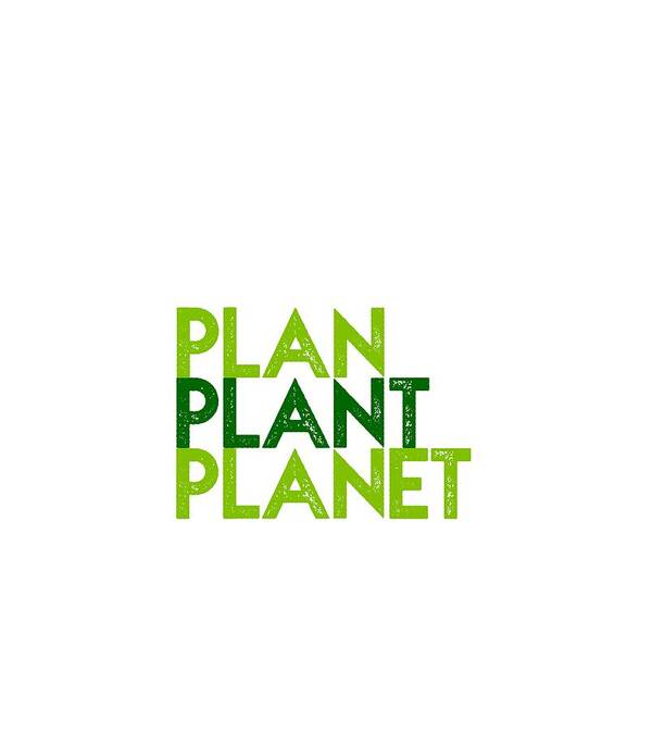  Art Print featuring the drawing Plan Plant Planet - two greens shifted down spacing by Charlie Szoradi