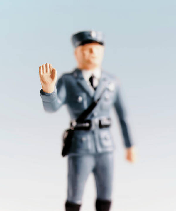 Adult Art Print featuring the drawing Policeman Gesturing Stop by CSA Images