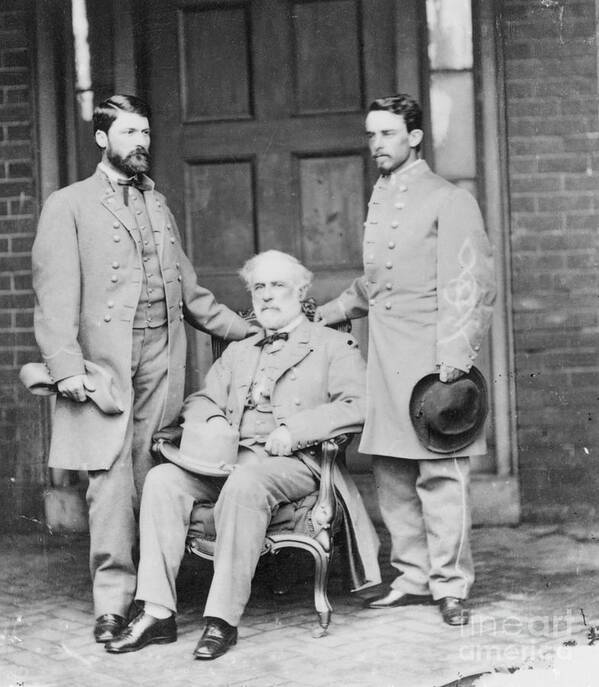 Mature Adult Art Print featuring the photograph Robert E. Lee, His Son And His Aide by Bettmann