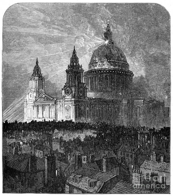 Engraving Art Print featuring the drawing St Pauls Cathedral Illuminated by Print Collector