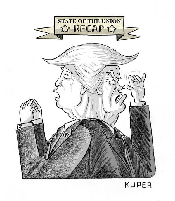 Captionless Art Print featuring the drawing State of the Union Recap by Peter Kuper
