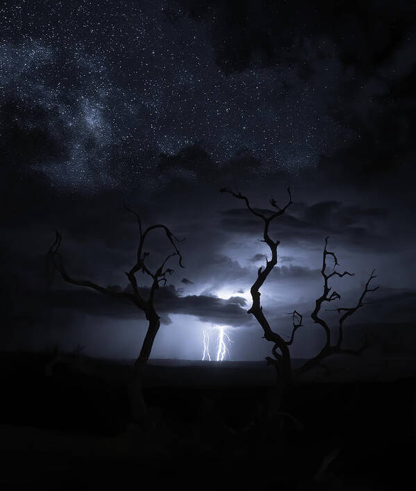 Sky Art Print featuring the photograph Thunderstorms And Dark Sky by Cvv