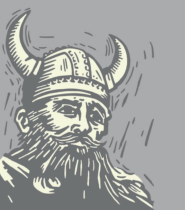 Adult Art Print featuring the drawing Viking by CSA Images