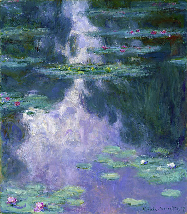Claude Monet Art Print featuring the painting Water Lilies 1907 - Digital Remastered Edition by Claude Monet