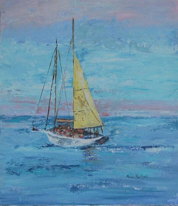 Painting Art Print featuring the painting Yellow Sail by Paula Pagliughi