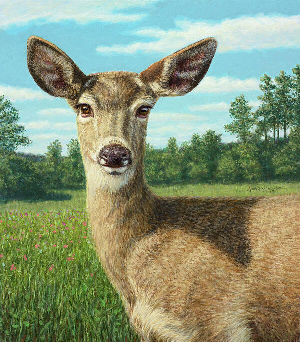 Sunny Art Print featuring the painting A Sunny Doe by James W Johnson