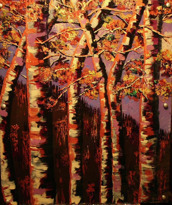 Fall Art Print featuring the painting Autumn Aspen by Marilyn Quigley