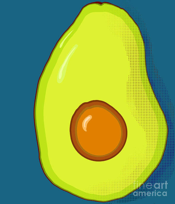 Green Avocado Art Print featuring the digital art Avocado Half, Modern Kitchen Decor by Patricia Awapara